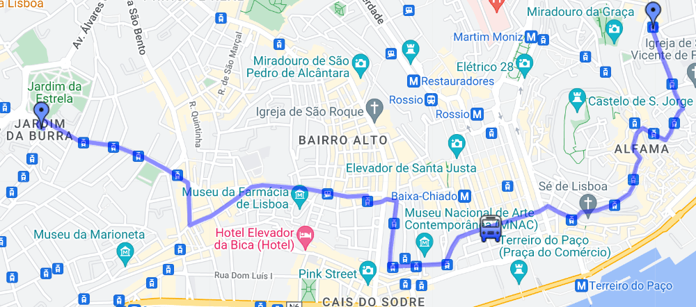 recorrido tranvia 28 lisboa