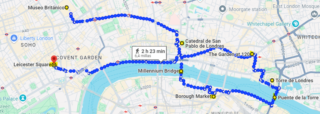 Mapa día 3 en Londres