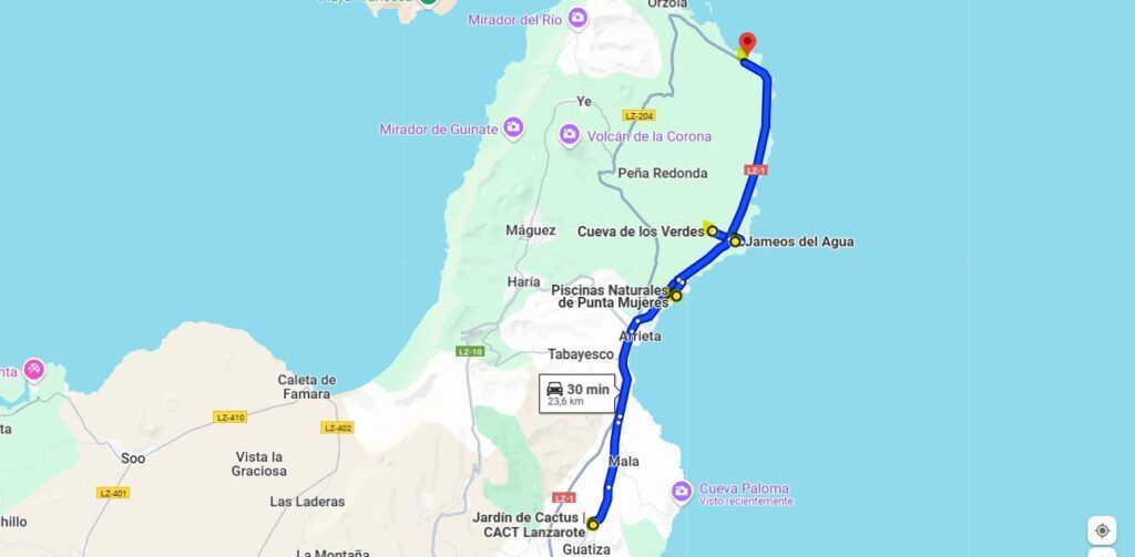 Mapa del día 3 en Lanzarote
