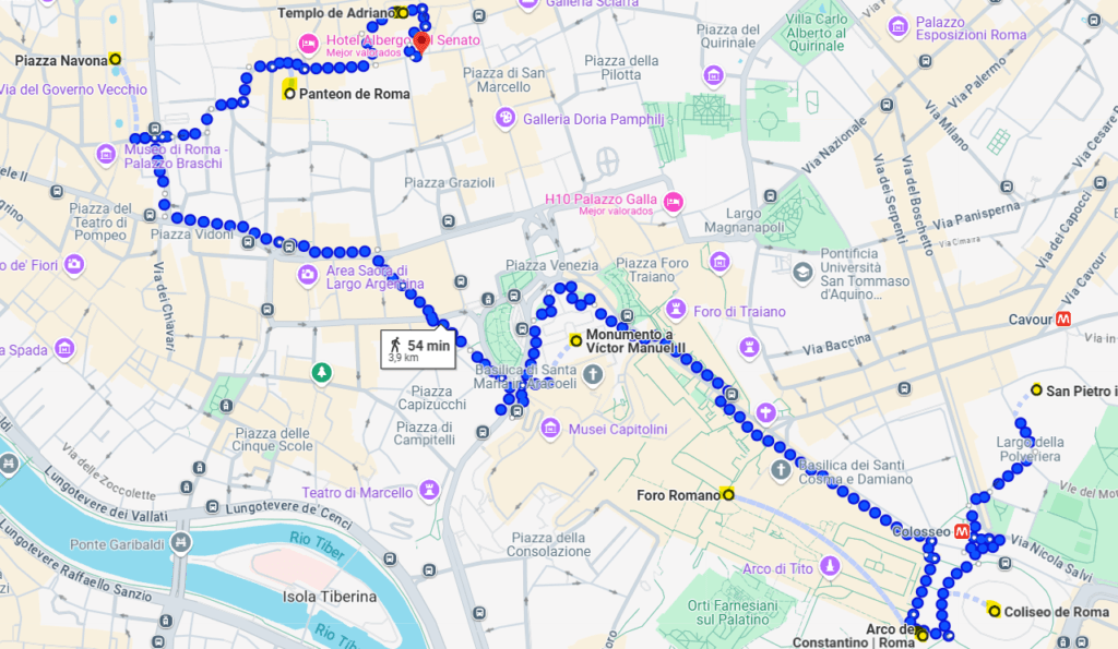 Mapa día 1 en Roma