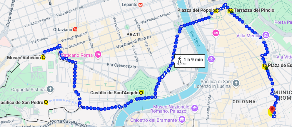 Mapa día 2 en Roma