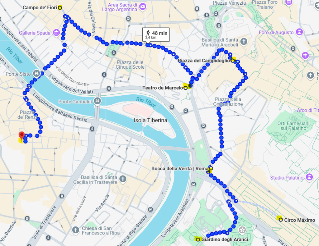 Mapa día 3 en Roma
