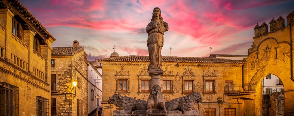 baeza, monument, sunset, spain, fountain, sculpture, statue, sky, city, architecture, palace, buildings, clouds, landmark, baeza, baeza, baeza, baeza, baeza